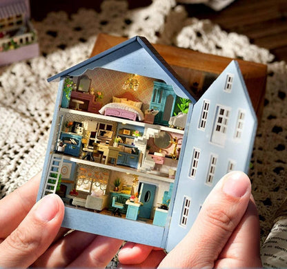 DIY Dollhouse Kit - Mini House Series European Style Dollhouse Two Story Doll House With Openable Doors Birthday Christmas Gift Adult Craft