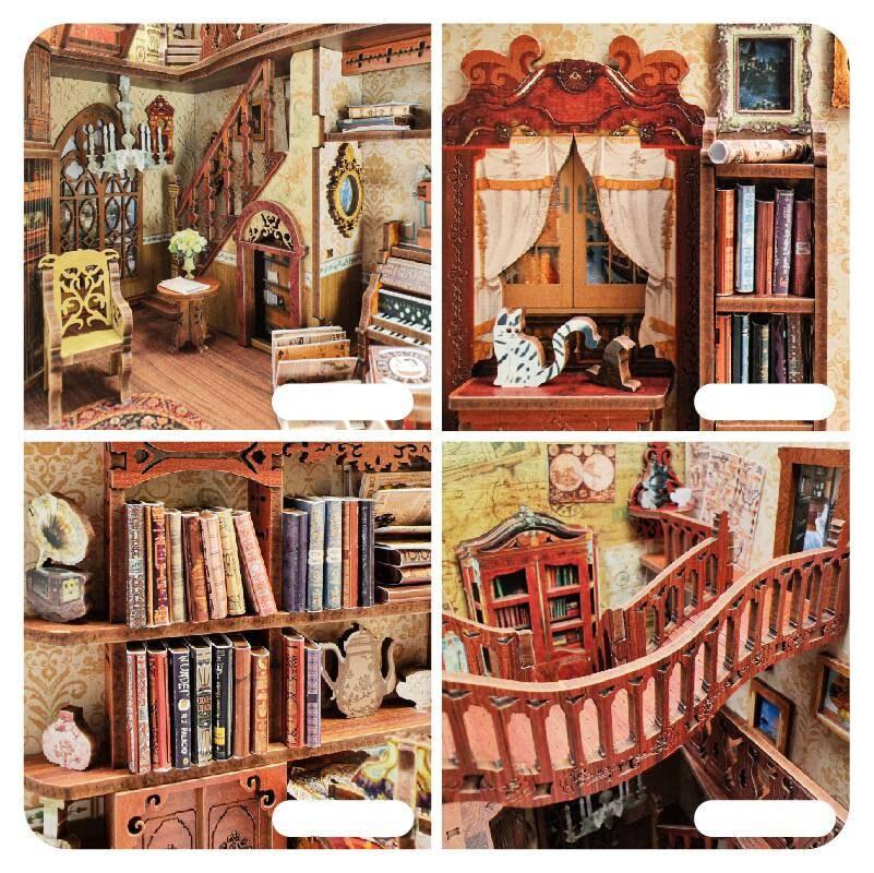 Magic Book House - Eternal Bookstore Book Nook - DIY Book Nook Kits Library Book Shelf Insert