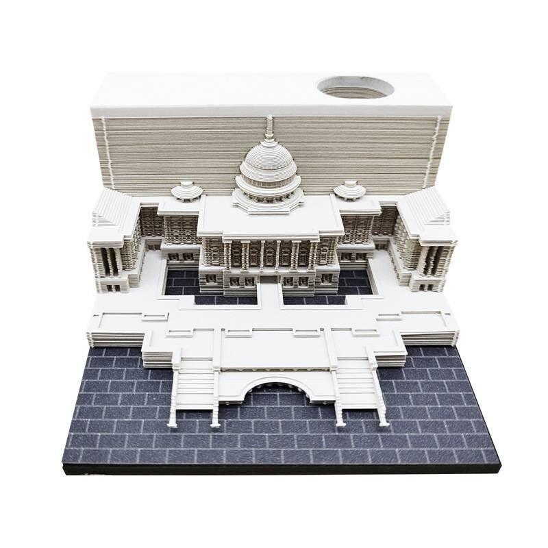 US White House 3D Note Pad - Creative Memo Pad - 3D Omoshiroi Block - Presidents Office DIY Paper Craft - USA National Day Gifts