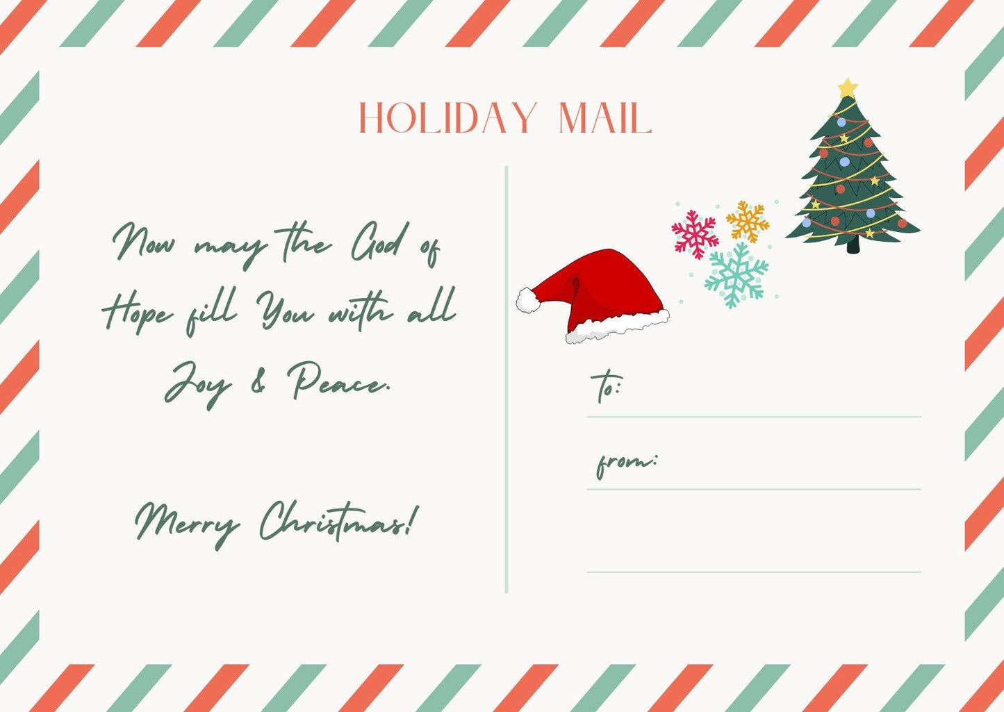 Printable Merry Christmas Greeting Card Christmas Post Card Digital Design Christmas Personalized Post Card Digital File Christmas Card