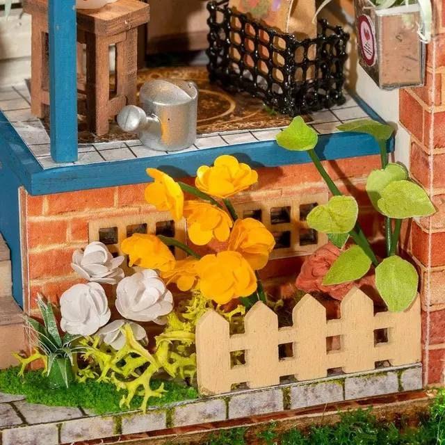 Mini Town Series Miniature Dollhouse Free Time Bookshop Sweet Jam Shop Morning Fruit Store Dream Yard Garden Grocery Shop DIY Dollhouse Kits