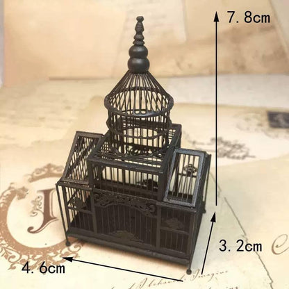 Miniature Bird Cage Dollhouse Bird Cage Snowy Owl Cage Collectables Metal Cage Mini Bird Cage