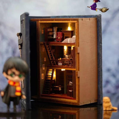 Ollivenders Wand Shop Book Nook - DIY Book Nook Kits - Wizard Alley Book Nooks Magic Alley Book Shelf Insert Book Scenery with LED - Rajbharti Crafts