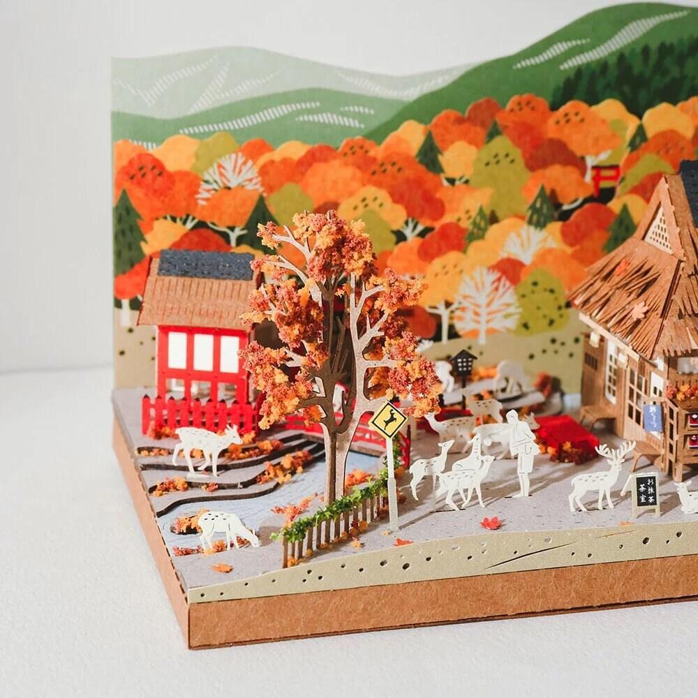 DIY Paper Craft Kit 3D Paper Crafts Autumn Maple Nara Deer 3D Origami Kits Paper Cut Best Birthday Gifts Creative Gift Ideas Return Gifts