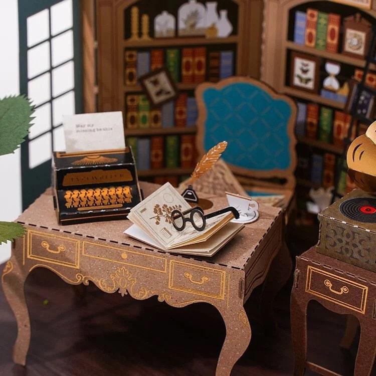 DIY Paper Craft Kit 3D Paper Crafts Classical Study Room 3D Origami Kits Paper Cut Best Birthday Gifts Creative Gift Ideas Return Gifts
