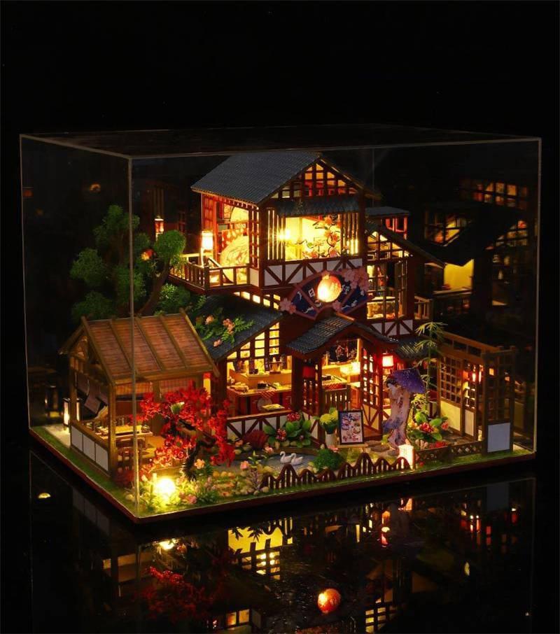 Japanese Style DIY Dollhouse Kit Miniature House with Furniture Japanese Villa