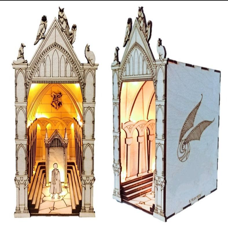 DIY Magic Mirror Book Nook - Magic Alley Book Shelf Insert - DIY Book Nooks Book Scenery Bookcase Bookend with LED Model Building Kit