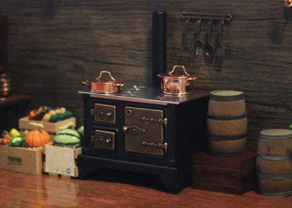 1:12 Scale Miniature Stove - Miniature Metal Black Stove - Real Mini Cooking - Miniature Fireplace - Mini Hearth - Tiny Kitchen Dolls House - Rajbharti Crafts