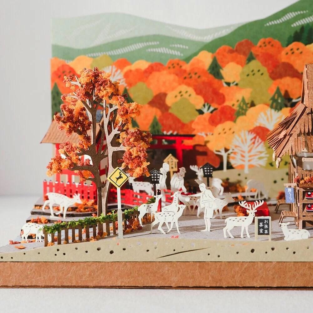 DIY Paper Craft Kit 3D Paper Crafts Autumn Maple Nara Deer 3D Origami Kits Paper Cut Best Birthday Gifts Creative Gift Ideas Return Gifts - Rajbharti Crafts
