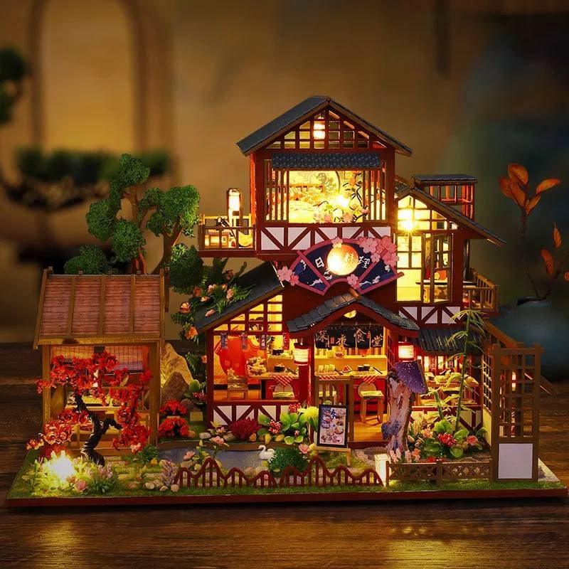 Japanese Style DIY Dollhouse Kit Miniature House with Furniture Japanese Villa